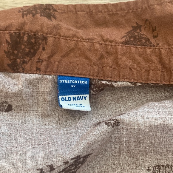 3T Brown Hedgehog Boys Short Sleeve Button Down Shirt Old Navy - Picture 4 of 5